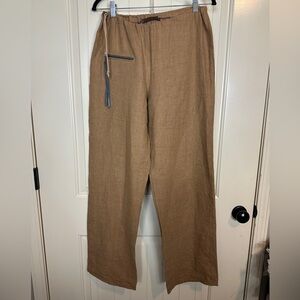 Red Threads Linen Pants Drawstring Wideleg Retreat baggy lagenlook sz 2‎ GUC